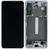 Дисплей для Samsung G990F Galaxy S21 FE 2021 (GH82-26414B), з тачскріном і рамкою в зборі, колір білий, сервісний орігинал мініатюра 1