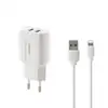 Мережевий зарядний пристрій Remax RP-U22 з кабелем Lightning, 2 USB, 2.4A, колір білий мініатюра 1